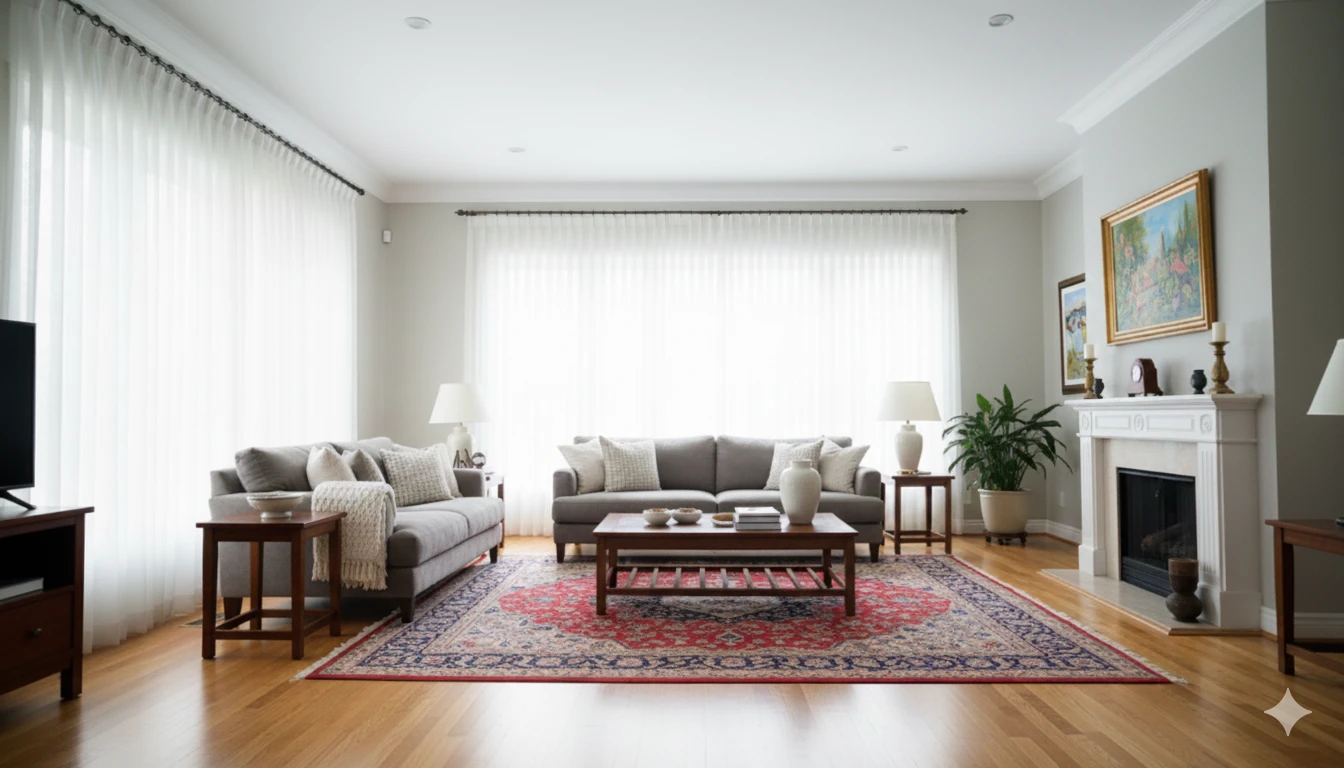 After AI person removal in a real-estate interior photo