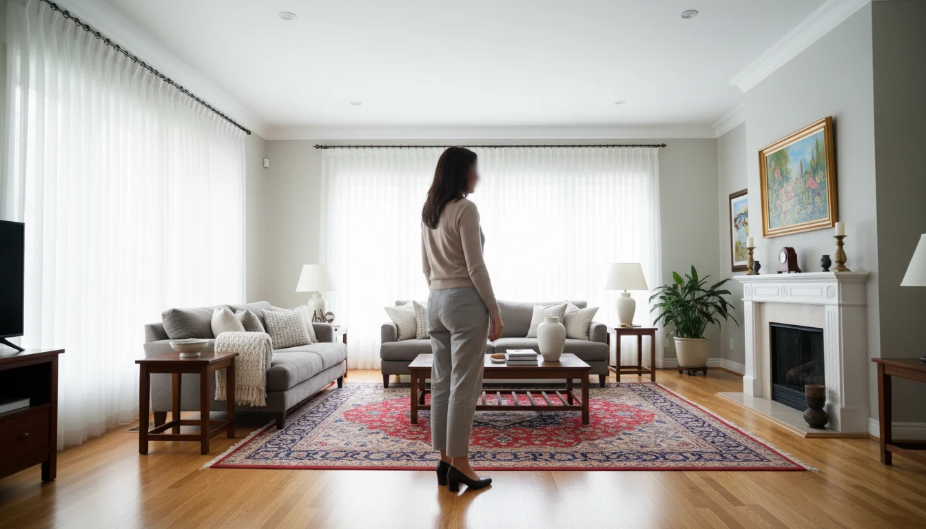 Before removing a person from a real-estate interior photo